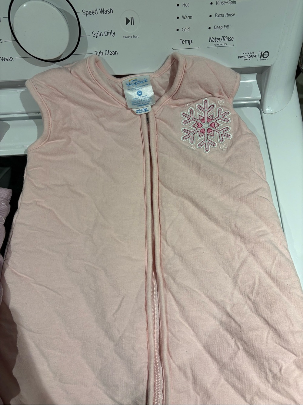 Halo Pink Sleeveless Sleep Sack with Snowflake Embroidery